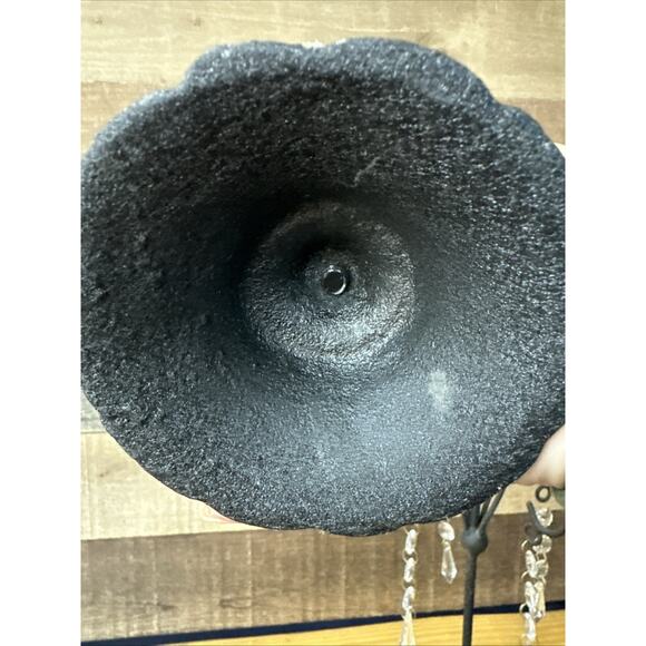 Wrought Iron Scroll Candle Holders Glass Ornate Decorative Prisms Set Of 2 - Picture 9 of 9